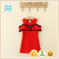 Wholesale children clothes casual knit dress red sleeveless one-piece dress girl fashion